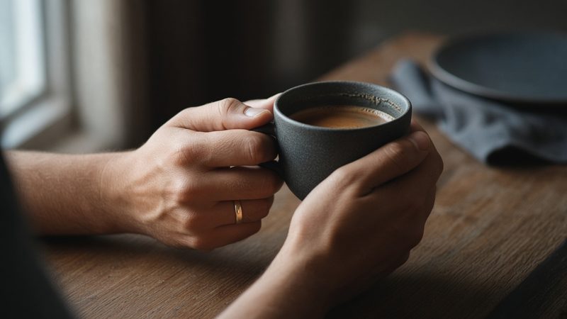 Quiet morning coffee moment